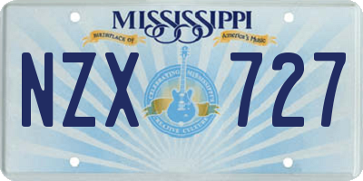 MS license plate NZX727