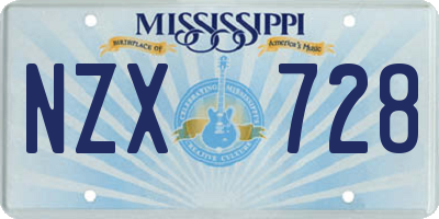 MS license plate NZX728
