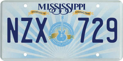 MS license plate NZX729