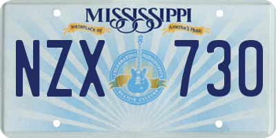MS license plate NZX730