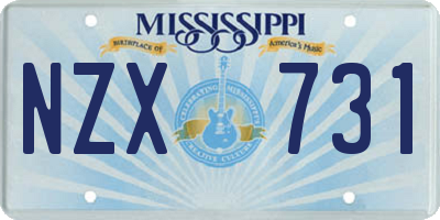 MS license plate NZX731