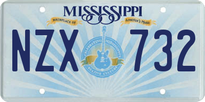 MS license plate NZX732