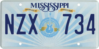 MS license plate NZX734