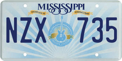 MS license plate NZX735
