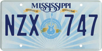 MS license plate NZX747