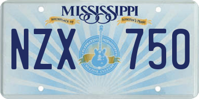 MS license plate NZX750