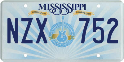 MS license plate NZX752