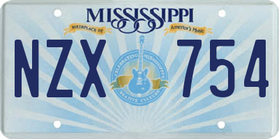 MS license plate NZX754