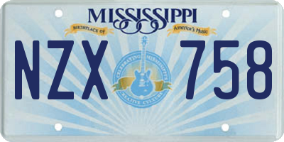 MS license plate NZX758