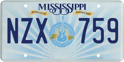 MS license plate NZX759