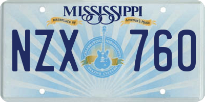MS license plate NZX760