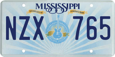 MS license plate NZX765