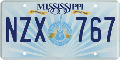 MS license plate NZX767