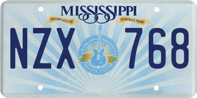 MS license plate NZX768
