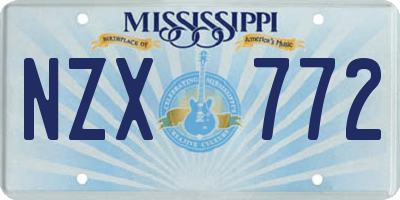 MS license plate NZX772