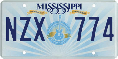 MS license plate NZX774