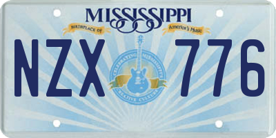 MS license plate NZX776
