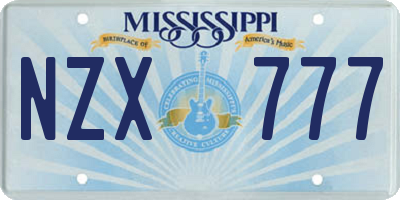 MS license plate NZX777