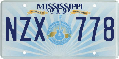MS license plate NZX778