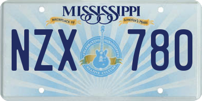MS license plate NZX780