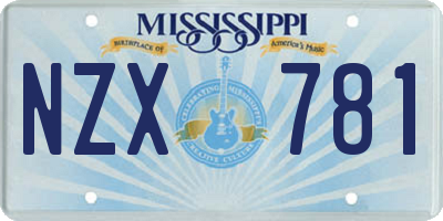 MS license plate NZX781