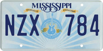 MS license plate NZX784