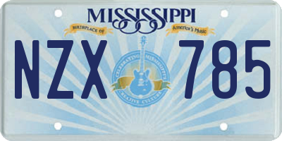 MS license plate NZX785