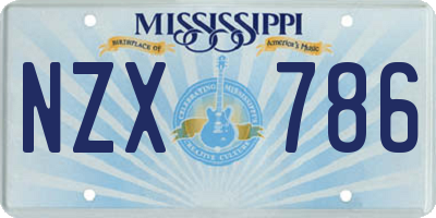 MS license plate NZX786