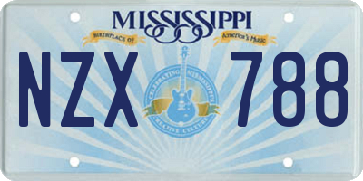 MS license plate NZX788