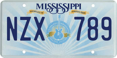 MS license plate NZX789