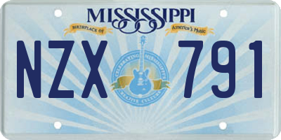 MS license plate NZX791