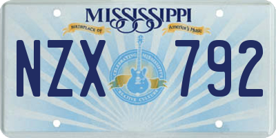 MS license plate NZX792