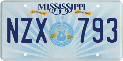 MS license plate NZX793