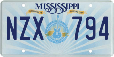 MS license plate NZX794