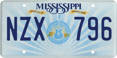 MS license plate NZX796