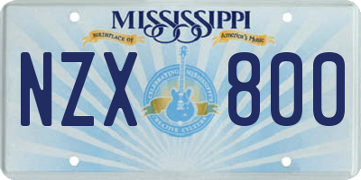 MS license plate NZX800