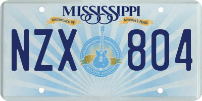 MS license plate NZX804