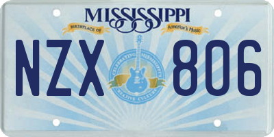 MS license plate NZX806