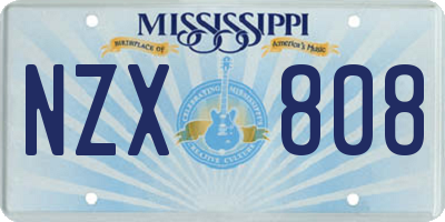 MS license plate NZX808