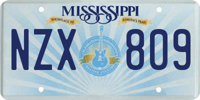 MS license plate NZX809