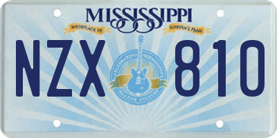 MS license plate NZX810