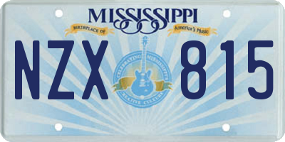 MS license plate NZX815