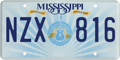MS license plate NZX816