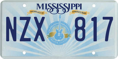 MS license plate NZX817
