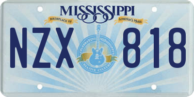 MS license plate NZX818