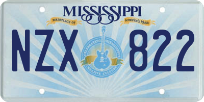 MS license plate NZX822