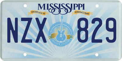 MS license plate NZX829
