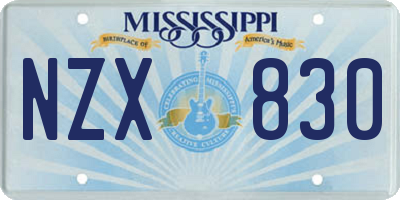 MS license plate NZX830