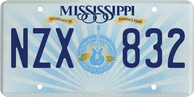 MS license plate NZX832