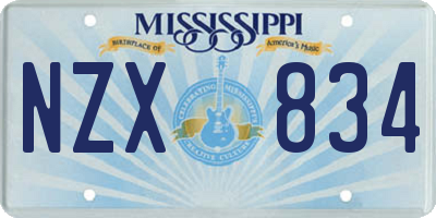 MS license plate NZX834